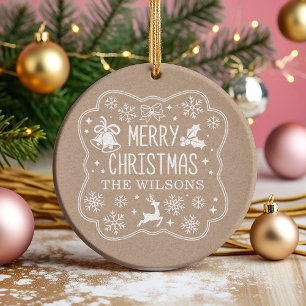 Merry Christmas Family Name Gift Tag Self-inking Stamp