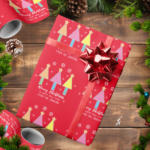 Merry Christmas Family Name Modern Cute Christmas Wrapping Paper
