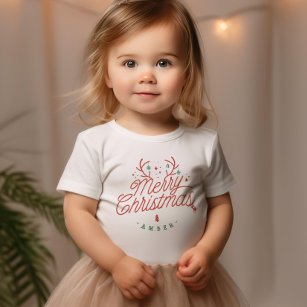 Merry Christmas Family Name Reindeer Holiday Toddler T-Shirt
