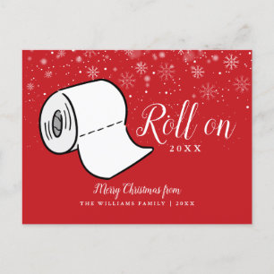 Merry Christmas Family Name Roll On 2022 New Year Holiday Postcard