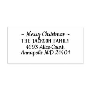 Merry Christmas Family Name Rubber Stamp