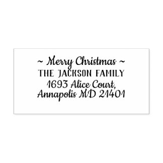 Merry Christmas Family Name Rubber Stamp