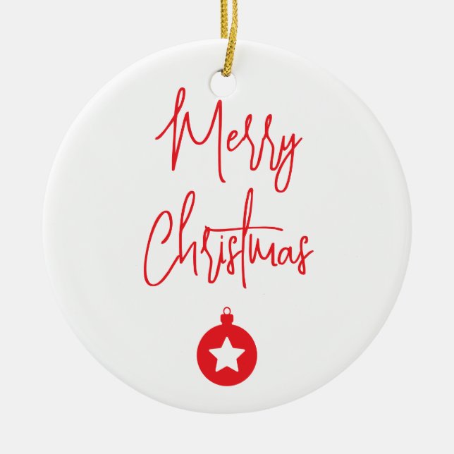 Merry Christmas Family New Year Message Ceramic Tree Decoration (Front)