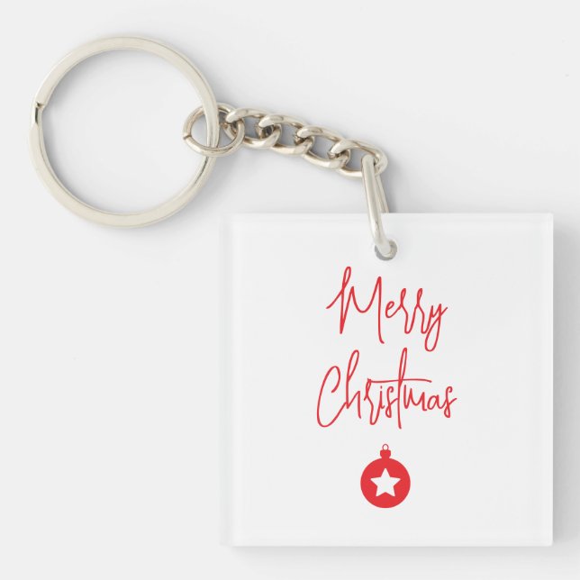 Merry Christmas Family New Year Message Key Ring (Front)