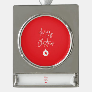 Merry Christmas Family New Year Message Silver Plated Banner Ornament