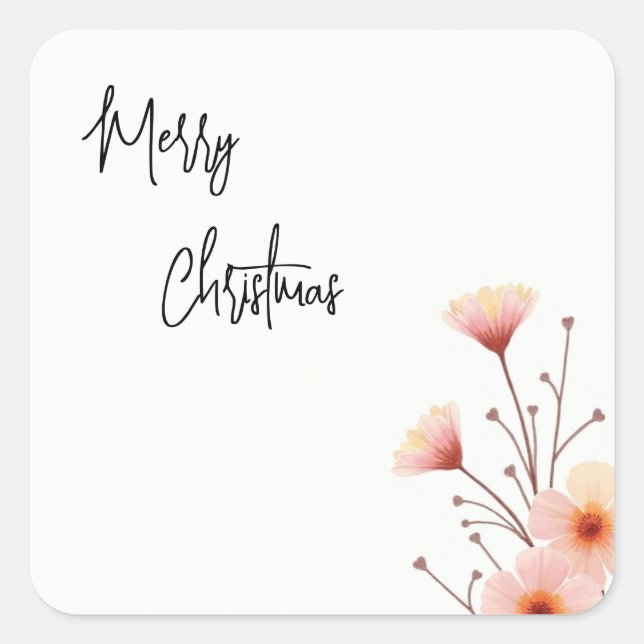 Merry Christmas Family New Year Message Square Sticker (Front)