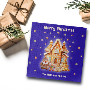 Merry Christmas Family Personalised Navy Name Fun Jigsaw Puzzle