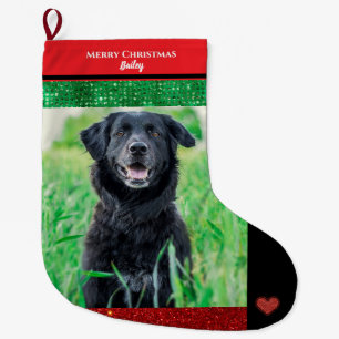 Merry Christmas Family Pet Photo Large Christmas Stocking