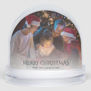 Merry Christmas Family Photo and Pet Cat Snowglobe