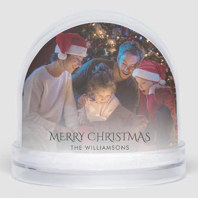 Merry Christmas Family Photo and Pet Cat Snowglobe (Front)