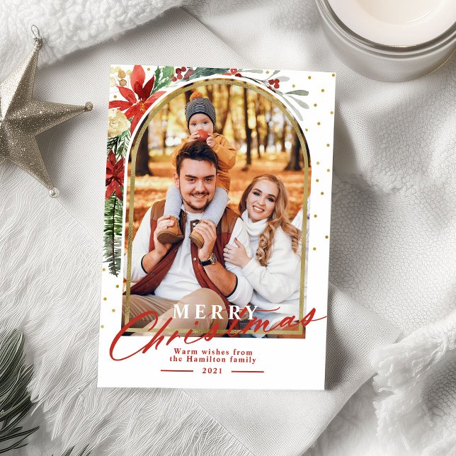 Merry Christmas Family Photo Arch Christmas Card (Creator Uploaded)
