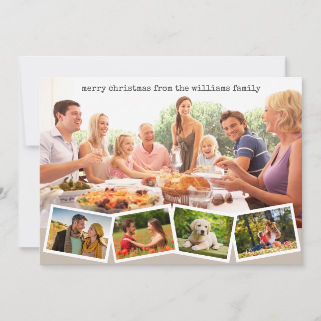 Merry Christmas Family Photo Collage Holiday Card (Front)
