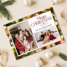 Merry Christmas Family Photo Collage Holiday Card