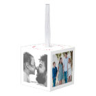 Merry Christmas Family Photo Cube Red White