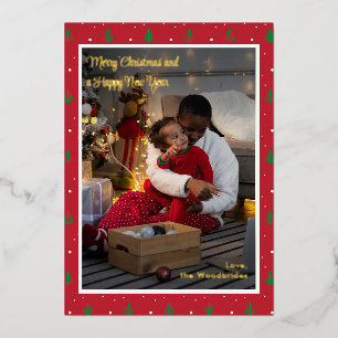 Merry Christmas Family Photo Custom Foil Holiday Card