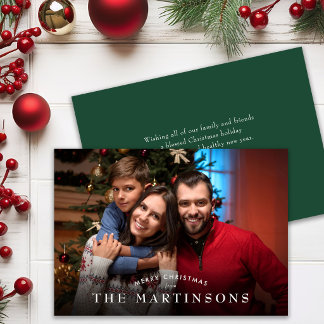 Merry Christmas Family Photo Elegant Christmas Holiday Card