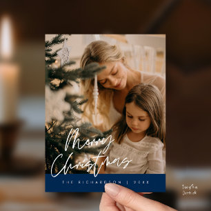Merry Christmas Family Photo Elegant Typography Postcard