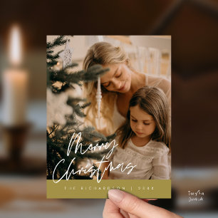 Merry Christmas Family Photo Elegant Typography Postcard