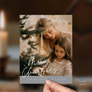 Merry Christmas Family Photo Elegant Typography Postcard