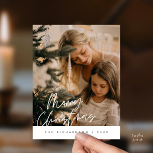 Merry Christmas Family Photo Elegant Typography Postcard