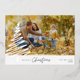 Merry Christmas, Family Photo Foil Holiday Card