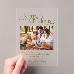 merry christmas family photo fun script modern acrylic invitations