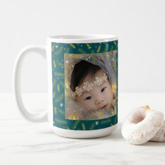 Merry Christmas Family Photo Green Frame Coffee Mug
