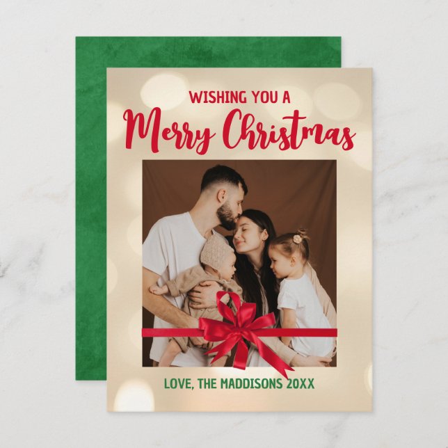 Merry Christmas Family Photo Holiday Card (Front/Back)