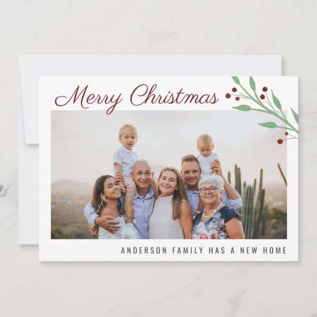 Merry Christmas Family Photo Holiday Moving Announcement (Front)