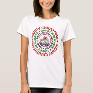 Merry Christmas Family Photo Holidays Personalise  T-Shirt