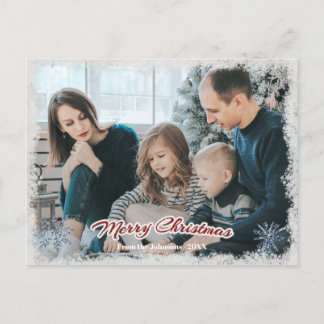 Merry Christmas Family Photo Horizontal Snow1 Postcard