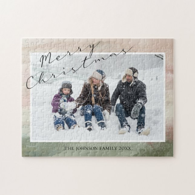 Merry Christmas Family Photo Jigsaw Puzzle (Horizontal)