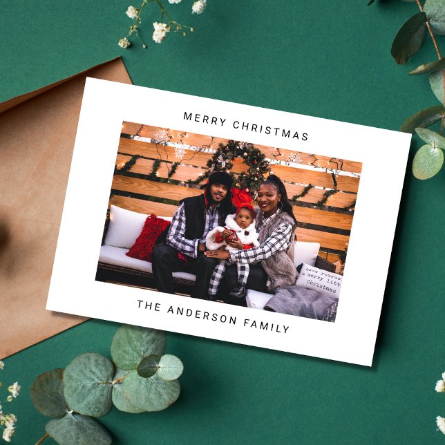 Merry Christmas Family Photo Minimalist Holiday Card (Creator Uploaded)