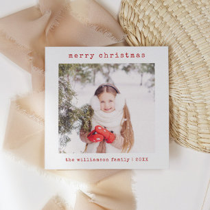 Merry Christmas Family Photo Minimalist Holiday Card