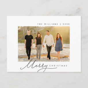 Merry Christmas, Family Photo, Minimalist Script Postcard