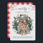 Merry Christmas Family Photo Mistletoe Berries Holiday Card<br><div class="desc">A Christmas photo card you can easily customise. Add your photo, and change the wording and names by clicking the "Personalise" button. Whether you're expressing gratitude, extending best wishes, or simply sharing the spirit of the season, our Custom Botanical Photo Christmas Greetings Card is the perfect choice. Its elegant design...</div>