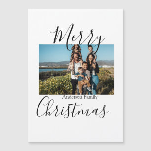 Merry Christmas family photo modern elegant rustic