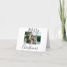 Merry Christmas family photo modern elegant rustic