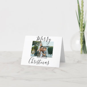 Merry Christmas family photo modern elegant rustic Holiday Card
