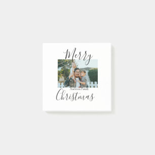 Merry Christmas family photo modern elegant rustic Post-it Notes