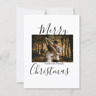 Merry Christmas family photo modern elegant rustic Postcard