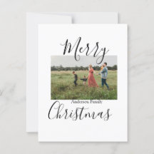 Merry Christmas family photo modern elegant rustic