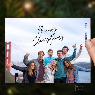 Merry Christmas Family Photo, Modern Minimal Postcard