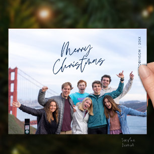 Merry Christmas Family Photo, Modern Minimal Postcard