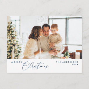 Merry Christmas Family Photo, Modern Romantic Postcard