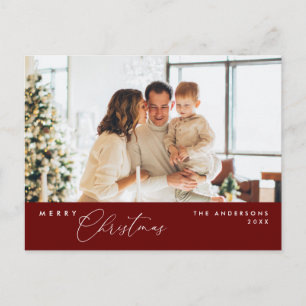 Merry Christmas Family Photo, Modern Romantic Postcard