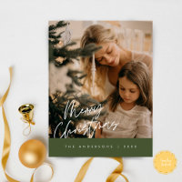 Merry Christmas Family Photo, Navy Blue