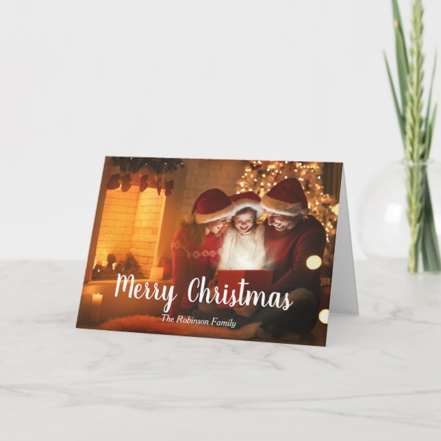Merry Christmas Family Photo Personalise Happy Holiday Card (Front)