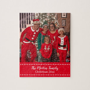 Merry Christmas Family Photo Personalised Jigsaw Puzzle