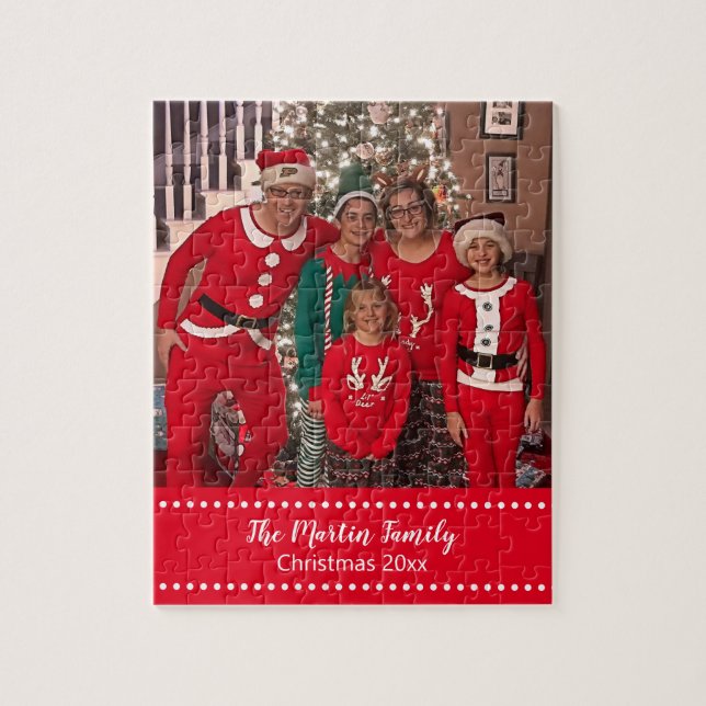 Merry Christmas Family Photo Personalised Jigsaw Puzzle (Vertical)